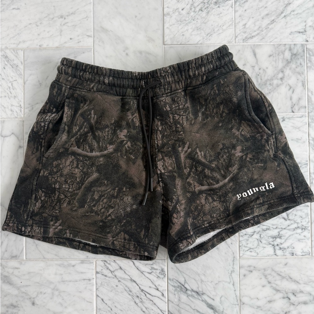 YoungLA Camo Athletic Shorts - Black and Brown